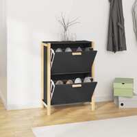  Shoe Cabinet Black 57.5x33x80 cm Engineered Wood
