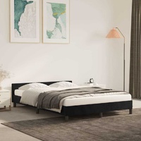  Bed Frame without Mattress Black Double Velvet