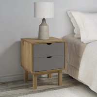  Bedside Cabinet OTTA Brown&amp;Grey 45x39x57 cm Solid Wood Pine