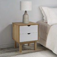  Bedside Cabinet OTTA Brown&amp;White 45x39x57cm Solid Wood Pine