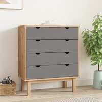  Drawer Cabinet OTTA Brown&amp;Grey 76.5x39.5x90cm Solid Wood Pine