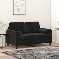  Throw Pillows 2 pcs Black Diameter 15x50 cm Velvet