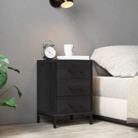  Bedside Cabinet Black 40x30x55 cm Solid Pinewood