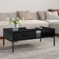  Coffee Table Black 90x50x35 cm Solid Pinewood