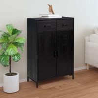  Shoe Rack Black 75x40x110 cm Solid Pinewood