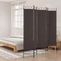  5-Panel Room Divider Brown 200x200 cm Fabric