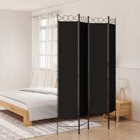  4-Panel Room Divider Black 160x220 cm Fabric