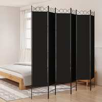  6-Panel Room Divider Black 240x220 cm Fabric
