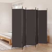  5-Panel Room Divider Brown 250x200 cm Fabric