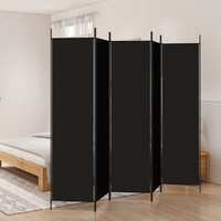 5-Panel Room Divider Black 250x200 cm Fabric