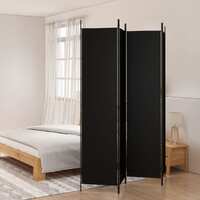  4-Panel Room Divider Black 200x220 cm Fabric