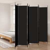  6-Panel Room Divider Black 300x220 cm Fabric