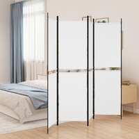  4-Panel Room Divider White 200x180 cm Fabric