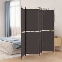  4-Panel Room Divider Brown 200x180 cm Fabric