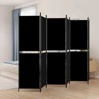  6-Panel Room Divider Black 300x180 cm Fabric