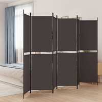  6-Panel Room Divider Brown 300x200 cm Fabric