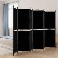  6-Panel Room Divider Black 300x200 cm Fabric