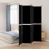  4-Panel Room Divider Black 200x220 cm Fabric