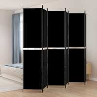  6-Panel Room Divider Black 300x220 cm Fabric