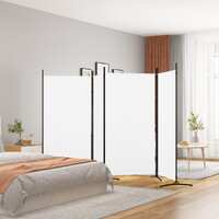  4-Panel Room Divider White 346x180 cm Fabric