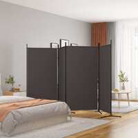  4-Panel Room Divider Brown 346x180 cm Fabric