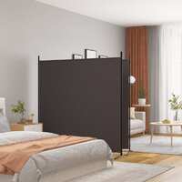  2-Panel Room Divider Brown 348x180 cm Fabric