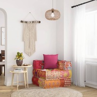  Modular Pouffe with Pillow Patchwork Fabric