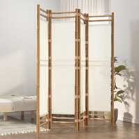  Folding 4-Panel Room Divider 160 cm Bamboo and Canvas