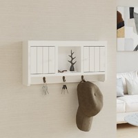  Key Cabinet White 40x8.5x20 cm Engineered Wood&amp;Steel