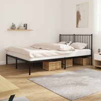  Metal Bed Frame without Mattress with Headboard Black 150x200 cm