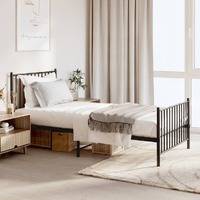  Metal Bed Frame without Mattress with Footboard Black 90x190 cm