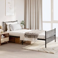  Metal Bed Frame without Mattress with Footboard Black 107x203 cm King Single