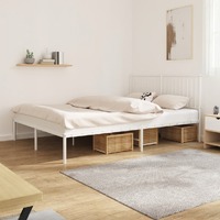  Metal Bed Frame without Mattress with Headboard White 150x200 cm
