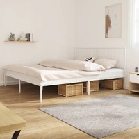  Metal Bed Frame without Mattress with Headboard White 183x203 cm King