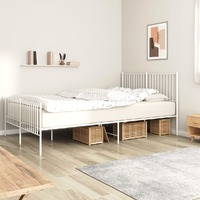  Metal Bed Frame without Mattress with Footboard White 150x200 cm