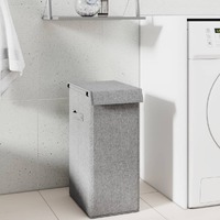  Foldable Laundry Hamper Grey 26x34.5x59.5 cm Faux Linen Fabric