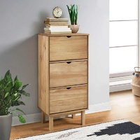  Shoe Cabinet OTTA with 3 Drawers Brown Solid Wood Pine