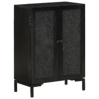  Sideboard Black 55x30x77 cm Solid Wood Mango and Iron