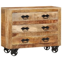  Sideboard with 3 Drawers 80x30x65 cm Solid Rough Wood Mango