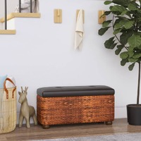  Storage Benches 2 pcs with Brown Cushion 69 cm Cattail