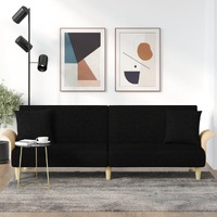  Sofa Bed with Armrests Black Fabric