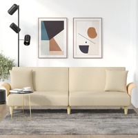  Sofa Bed with Armrests Cream Fabric