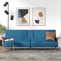  Sofa Bed with Cup Holders Blue Velvet