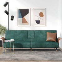  Sofa Bed with Cup Holders Dark Green Velvet