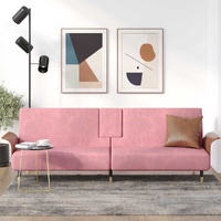  Sofa Bed with Cup Holders Pink Velvet