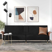  Sofa Bed with Cup Holders Black Velvet
