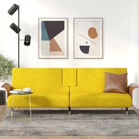  Sofa Bed with Cup Holders Yellow Velvet