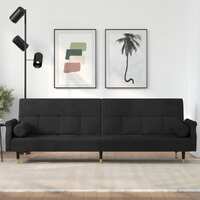  Sofa Bed with Cushions Black Velvet