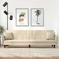  Sofa Bed with Cup Holders Cream Fabric
