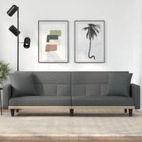  Sofa Bed with Cushions Dark Grey Fabric
